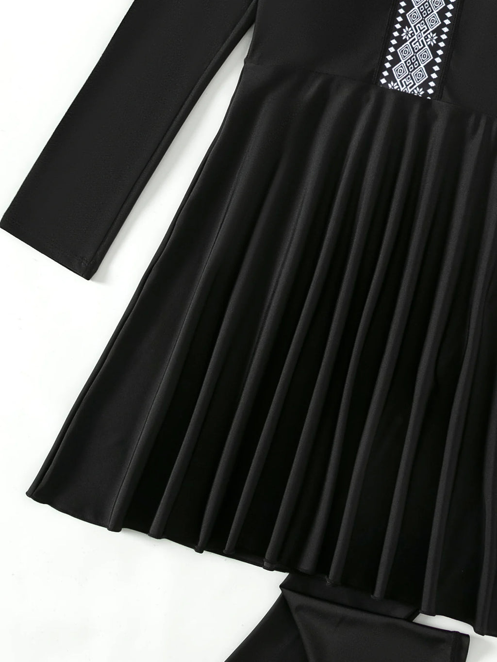 2pcs Muslim Burkini Modest swimsuit  with Black Long Sleeved Dress All Covered Retro Cross Women Swimwear Beach swimsuit SPF50+
