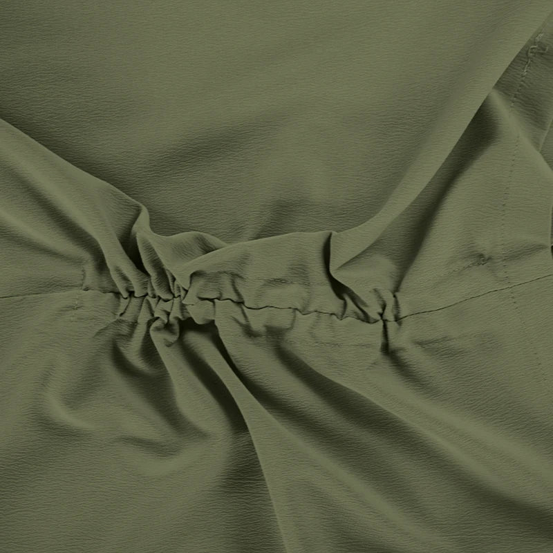 Women's Casual Elastic Waist Drawstring Skirt – Flap Pocket Work Skirt