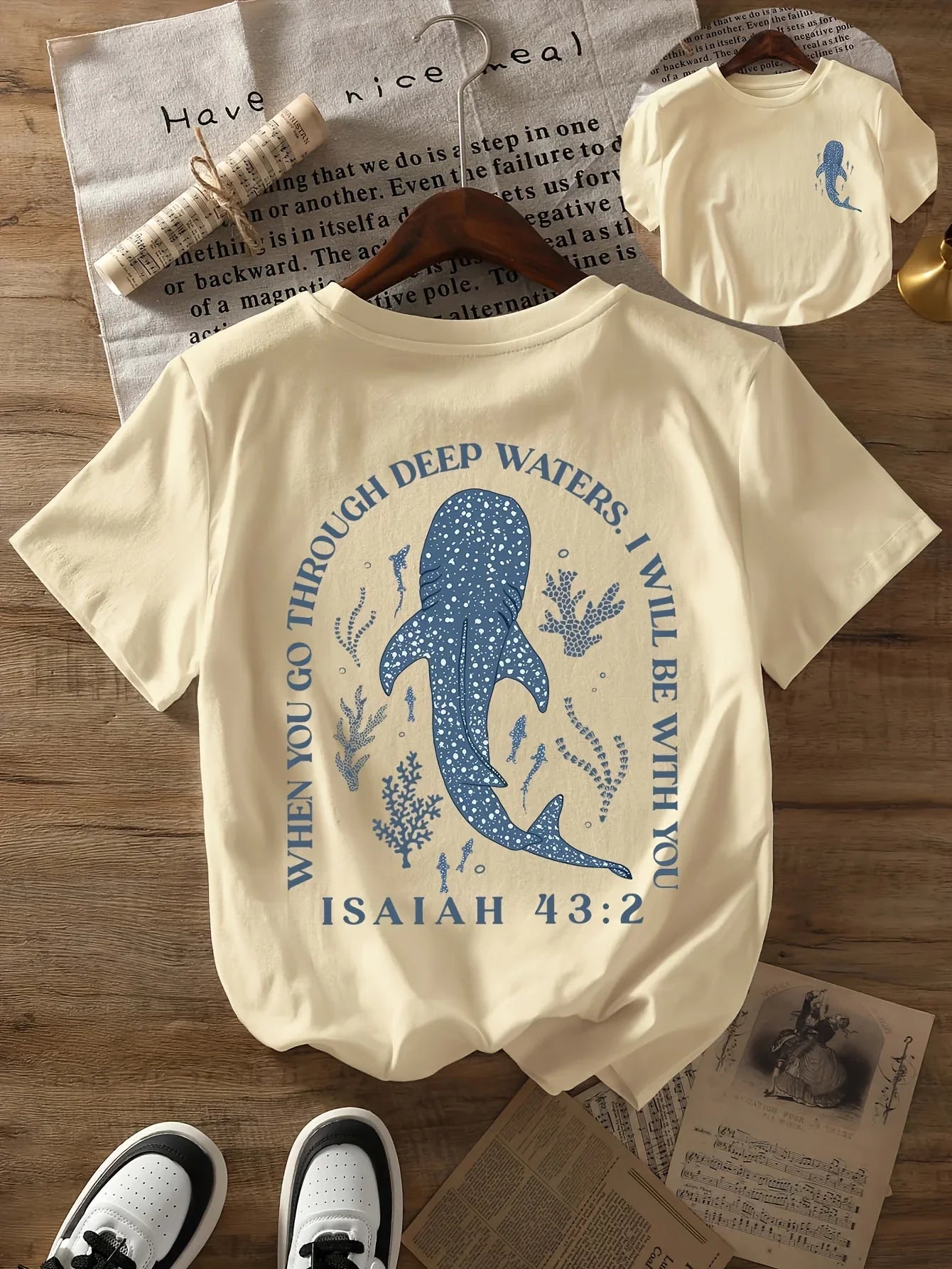 Whale Shark Print Beach Tee