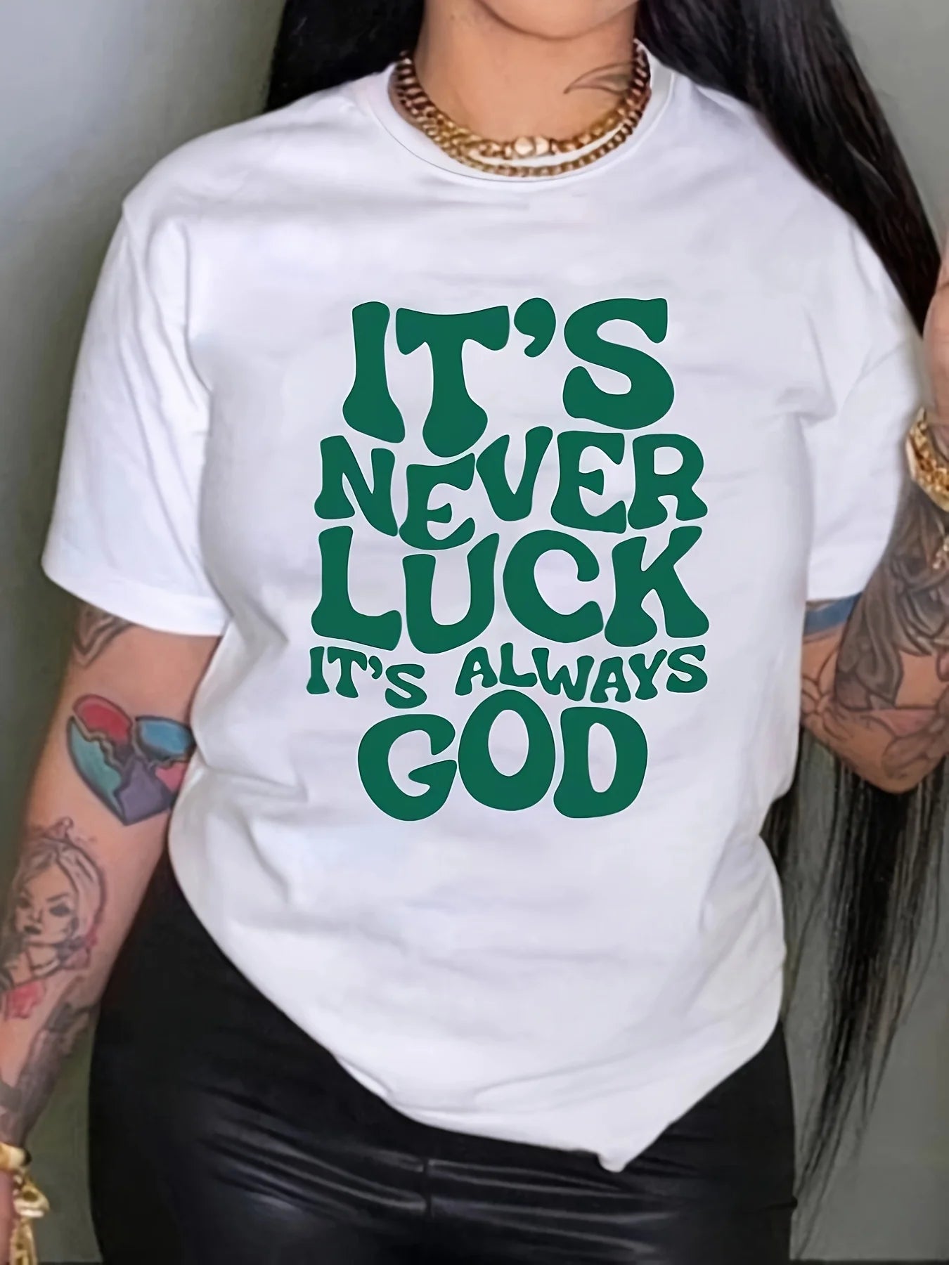 Letter Print Crew Neck Tee