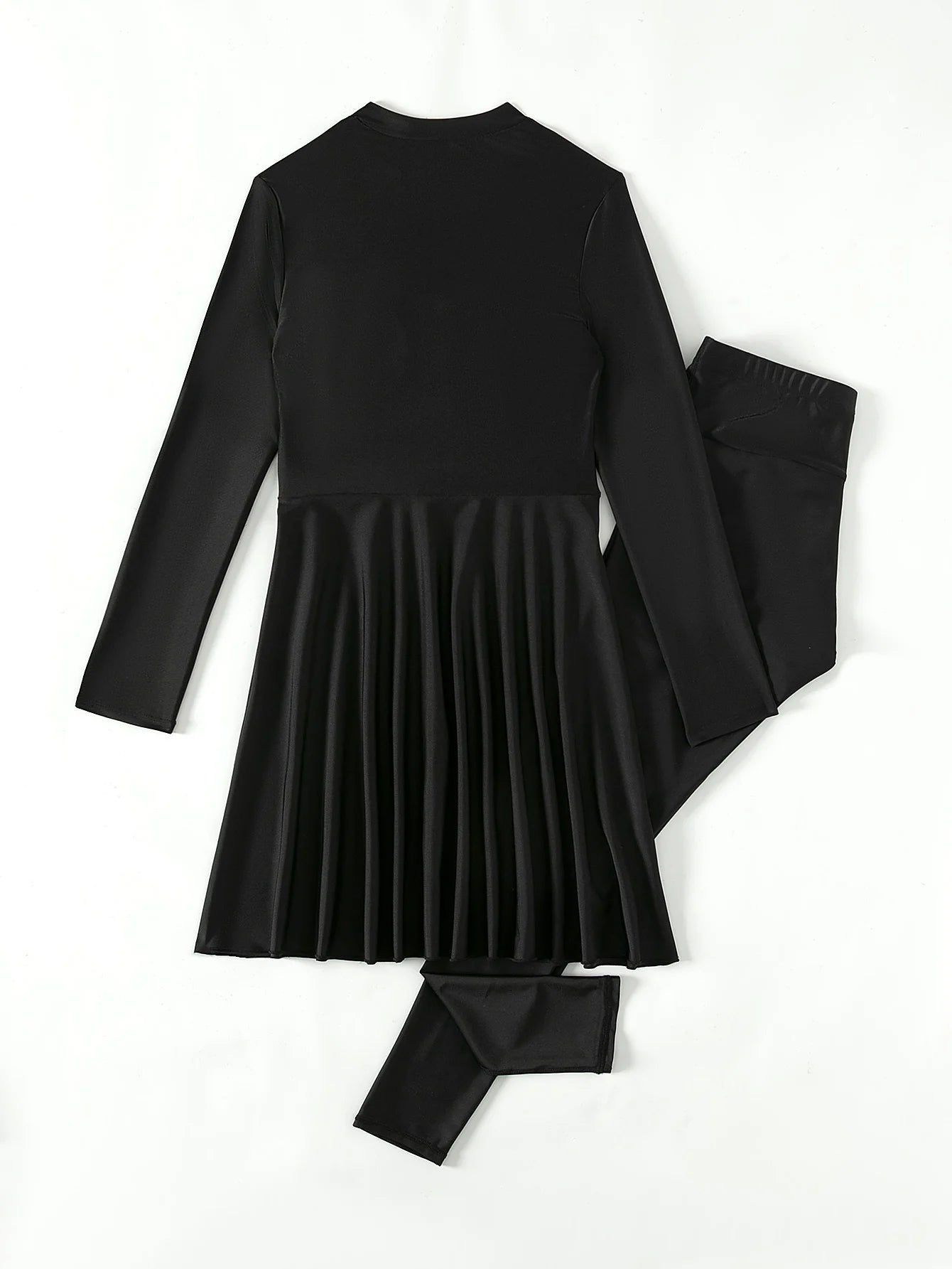 2pcs Muslim Burkini Modest swimsuit  with Black Long Sleeved Dress All Covered Retro Cross Women Swimwear Beach swimsuit SPF50+