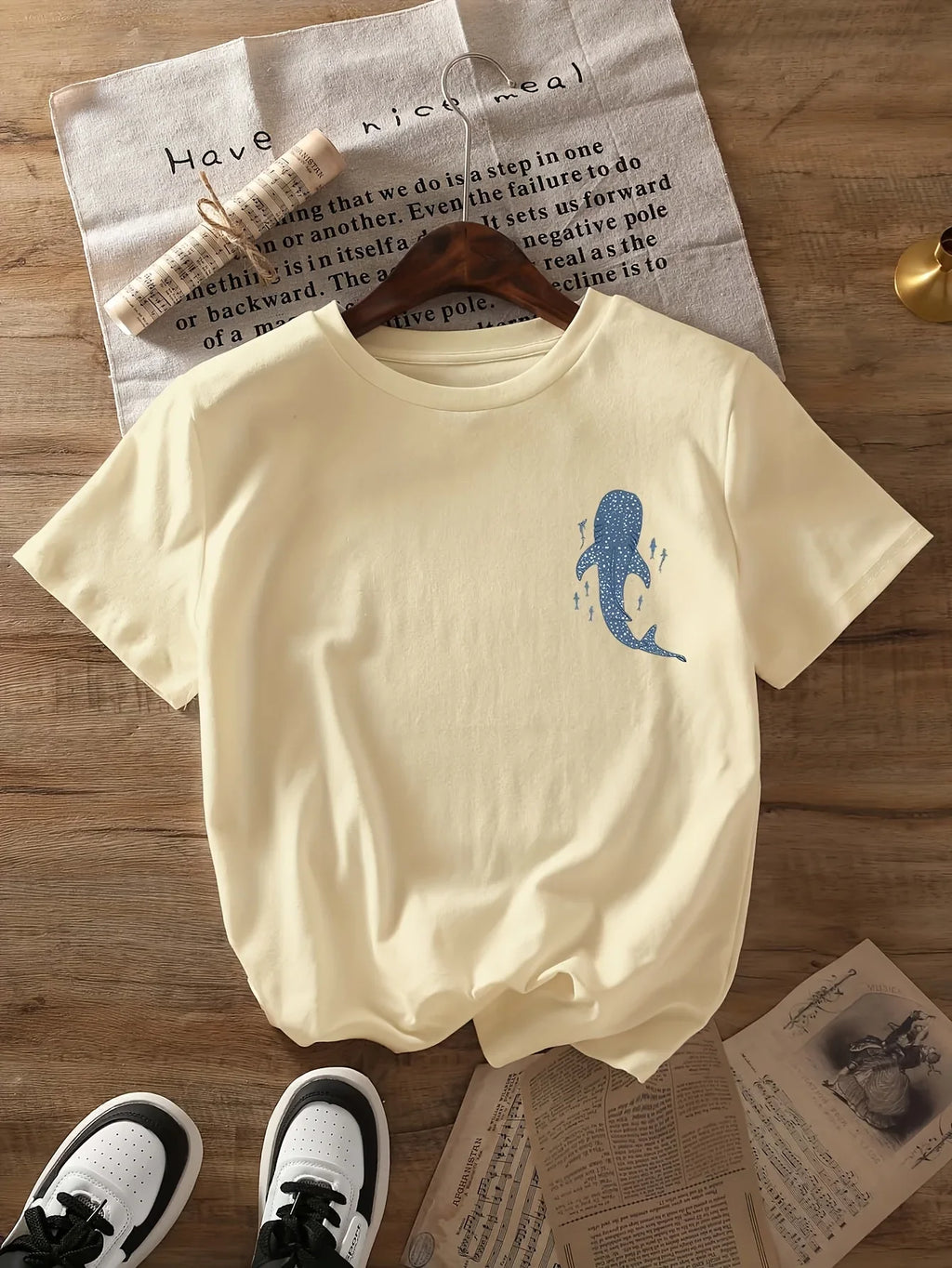 Whale Shark Print Beach Tee